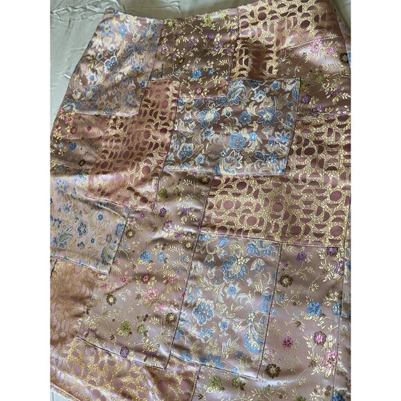 Sophie‎ Chang Sateen Pink Patchwork Lined Skirt Boho Country Women Sz M - Picture 4 of 11